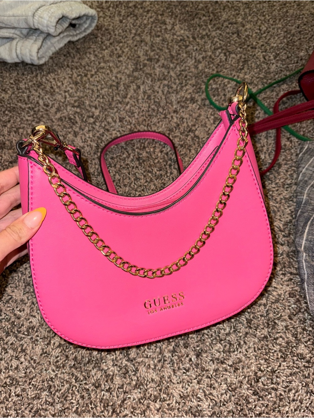 Guess Hot Pink Chain-Handle Shoulder Bag